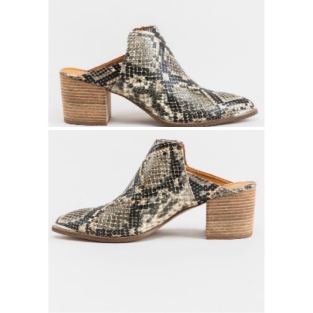 Report Snakeskin Heeled Mules Size 8.5 NWB 🌸